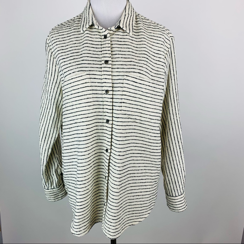 Madewell Textured Striped Oversized Button Down Shirt Small